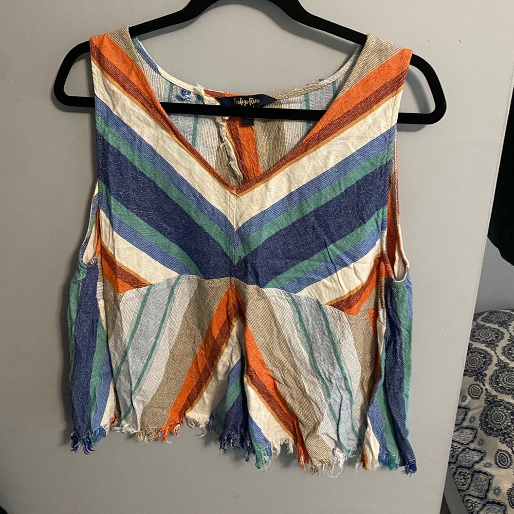 Colorful striped tank top flowy open back